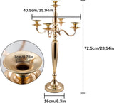 4Pcs 5 Arm Gold Metal Candlestick Holder for Wedding Decorative(28 Inch
