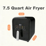 7.9QT Air Fryer with Window, 12-In-1 Large Air Fryer for Family, 1800W, Black