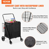 Folding Shopping Cart 210LBS Large Capacity with Removable Waterproof Liner Dual Basket