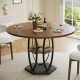 47-Inch Round Dining Table | 4–6 Seater Kitchen Table | Wooden Round Dining Table