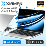 Xiaman 14.1 Inch HD Display Laptop Computer Windows 11 Pro Intel Atom A3950 Laptops Lightweight