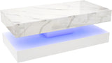 Modern Stylish Coffee Table w/ LED lights, Double-Layer Design for Living Room