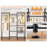 4 Hanging Spaces Portable Clothes Rack and Storage System with Hanging Rods