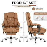 Heated Kneading Massage Executive Office Chair 90-135° Reclining Footrest