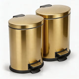 HANSMART 5L Round Gold Stainless Trash Can With Non Skid Base For Kitchen Bathroom