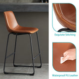 JHK 2 Pack Pu Leather Counter Height High Chair For Home and Office Comfortable Sponge Cushion Outdoor and