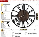 Silent Non Ticking,Rustic Modern Big Wood Clock w. Night Light for Living Roo