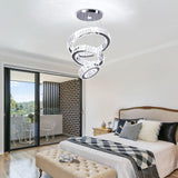 Crystal Chandeliers 3 Rings Ceiling Light Fixture LED Chandelier for High Ceiling Hanging