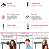 Morfone 12pcs-in-1 multiple accessory hair dryer. With accessories such as combs, hair clips,