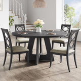 47 in Round Large Dining Table Set or 4 to 6, armhouse Dinner Table with Wooden Top