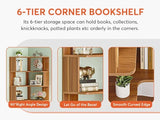 Tribesigns 6 Tier Corner Bookshelf, 64.96 Inch Tall Industrial Corner Bookcase