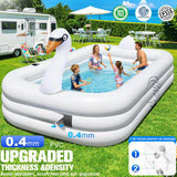 Inflatable Large Blow Up Pool  with Lights, for Backyard Family 100"x63"x20"