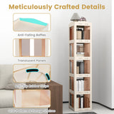 360° Spinning Bookcase w/ Swivel Base, 5-Tier Revolving Bookshelf