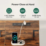 47 Inch Computer Desk with Builtin Power Outlets and Ambient LED Lights for Gaming and Office Use