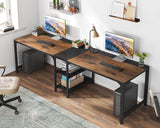 Tribesigns 90.55'' 2 Person Desk with Storage Shelves, Double Computer Desk