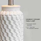 White Modern Ceramic Bedside Lamp Set of 2 for Bedroom Decor