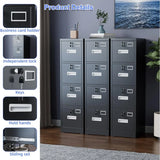 4 Drawer File Cabinet Metal Vertical Black Filing Cabinets with Locks for Home Office