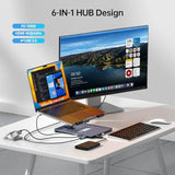 Laptop Stand with USB C 6in1 Docking Station HDMI 4K@60Hz 4*USB3.0 100W PD Compatible with MacBook