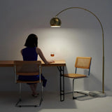 Chic Arc Floor Lamp with Marble Base & LED Bulb for Living Room, Bedroom