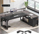 71 in Executive Desk with Power Outlets, Reversible L Shaped Computer Desk