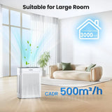 Large Room Air Purifier up to 3000sq.ft, HEPA Double-Sided Intake, PM2.5 Display, Auto Mode, for Pets Smoke Dust Pollen