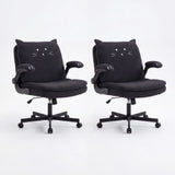 TCGBKAF Black Criss Cross Chair with Wheels&Flip-Up Arms, 25" Seat Cross Legged Office Chair with Flip-Up Back, Ergonomic Computer Desk Chair, Adjustable