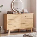 Rustic Farmhouse 6-Drawer Double Dresser, Dresser for Bedroom