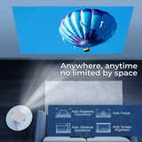 Home Android 14 WiFi6 BT5.4 Portable Movie Projector with 360° Correction