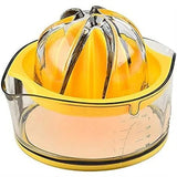 Citrus Juicer Manual Hand Squeezer with Built-in Measuring Cup and Strainer, 8OZ Yellow