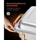 SucceBuy 4 Pack Chafing Dish Buffet Set Stainless Steel Chafer w/2 Full Size & 4 Half Size Pans