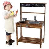 Kids Mud Kitchen Play Kitchen w/ Blackboard Stoves