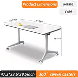 Large Meeting Podcast Table, 47.3 L x 23.6 W x 29.5 H, Wooden Training Table with Metal Legs for Office