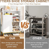 7-Tier Shoe Cabinet with Adjustable Shelves, 47.2'' for Entryway Hallway