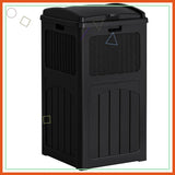 30 Gallon Outdoor Trash Can with Lid, Waterproof Resin Garbage Bin