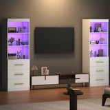 71" H Bookshelf with Drawers, Bookshelf and Bookcase with 3-Tier Open Shelves