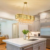 Gold Modern Crystal Chandeliers for Dining Room 8-Light Gold Chandelier Living Room