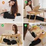Lap Desk for Bed, Sofa, Floor Bamboo, Black Adjustable Height Angle