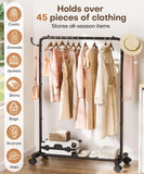 Portable Rolling Clothes Rack with Hooks: Garment Storage for Bedroom, Laundry Room - Dress Organizer