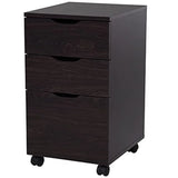 3 Drawer Mobile File Cabinet Rolling Printer Stand Vertical Filing Cabinet Brown Wood Grain Portable Storage