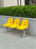 Three-person transparent plastic row chair Square waiting  Hospital bench