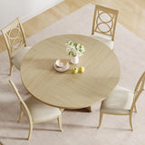 Round Dining Table for 4-6 People Space Saving Rustic Wooden Kitchen Table