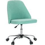 JHK Armless Small Desk Office Chair Cute Vanity Swivel Chair with Back Modern Fabric