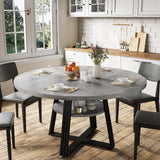 [ TABLE ONLY ] Round Dining Table for 4-6, 42" Farmhouse Kitchen Table with Storage