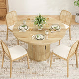 43" Round Dining Table for 4 People, Small Wood Kitchen Table with Sturdy Metal Base