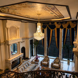Luxury Gold Empire K9 Crystal Chandelier, 6-Light Adjustable Height Hanging Light