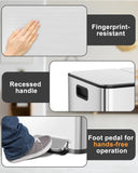 60L 90L Three Compartment Trash Can with Soft-Close Lid, Rectangle Step Trash Can, Fingerprint-Resistant