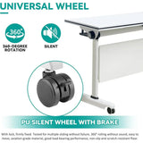 Durable Conference Tables with Lip Edge, Portable Rectangular Training Tables on Wheels