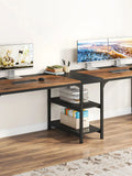 Tribesigns 90.55'' 2 Person Desk with Storage Shelves, Double Computer Desk