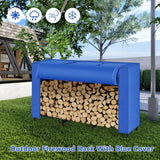 Firewood Storage Rack 5.4ft Vertical Outdoor Firewood Rack with Cover Heavy Duty Fire Log Holder Adjustable Metal Fire Wood Rack