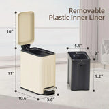 Stainless Steel Step Pedal Trash Can with Soft Close Lid, 6L/1.6G Small Garbage Bin for Bathroom, Kitchen
